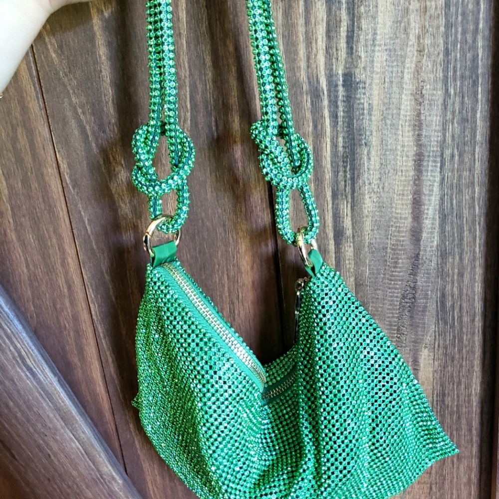 Green crystal evening bag